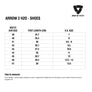 Size chart for REVIT Arrow 2 H2O Shoes