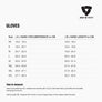 Size chart for REVIT Gloves - Mens
