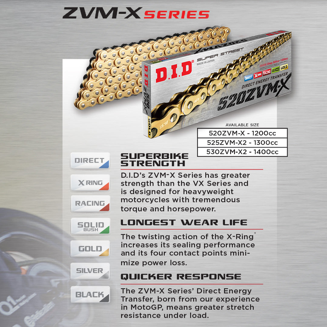 DID 520ZVM-X Super Street - X-Ring Chain – Motoland NZ