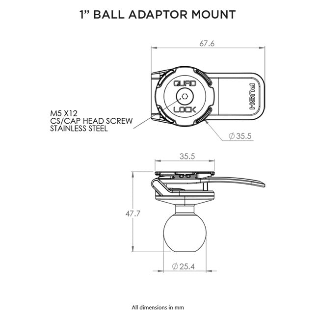 Quad Lock Motorcycle - 1" Ball Adaptor