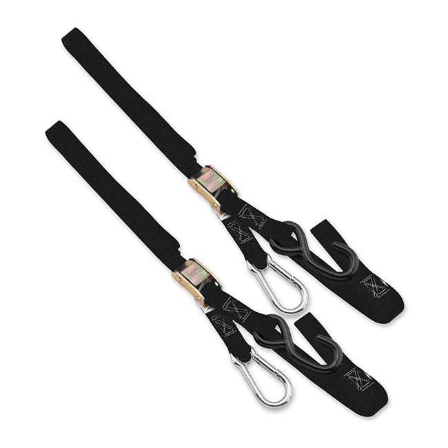 38mm Tie down black with carabiner end - TIE1CB